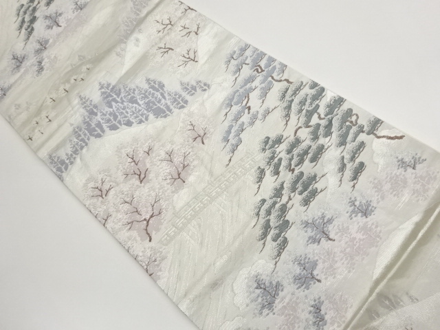 JAPANESE FUKURO OBI / WOVEN SCENERY OF ARASHIYAMA